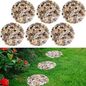 6 PCS River Rock Stepping Stones Outdoor, Polished Gravel for Garden